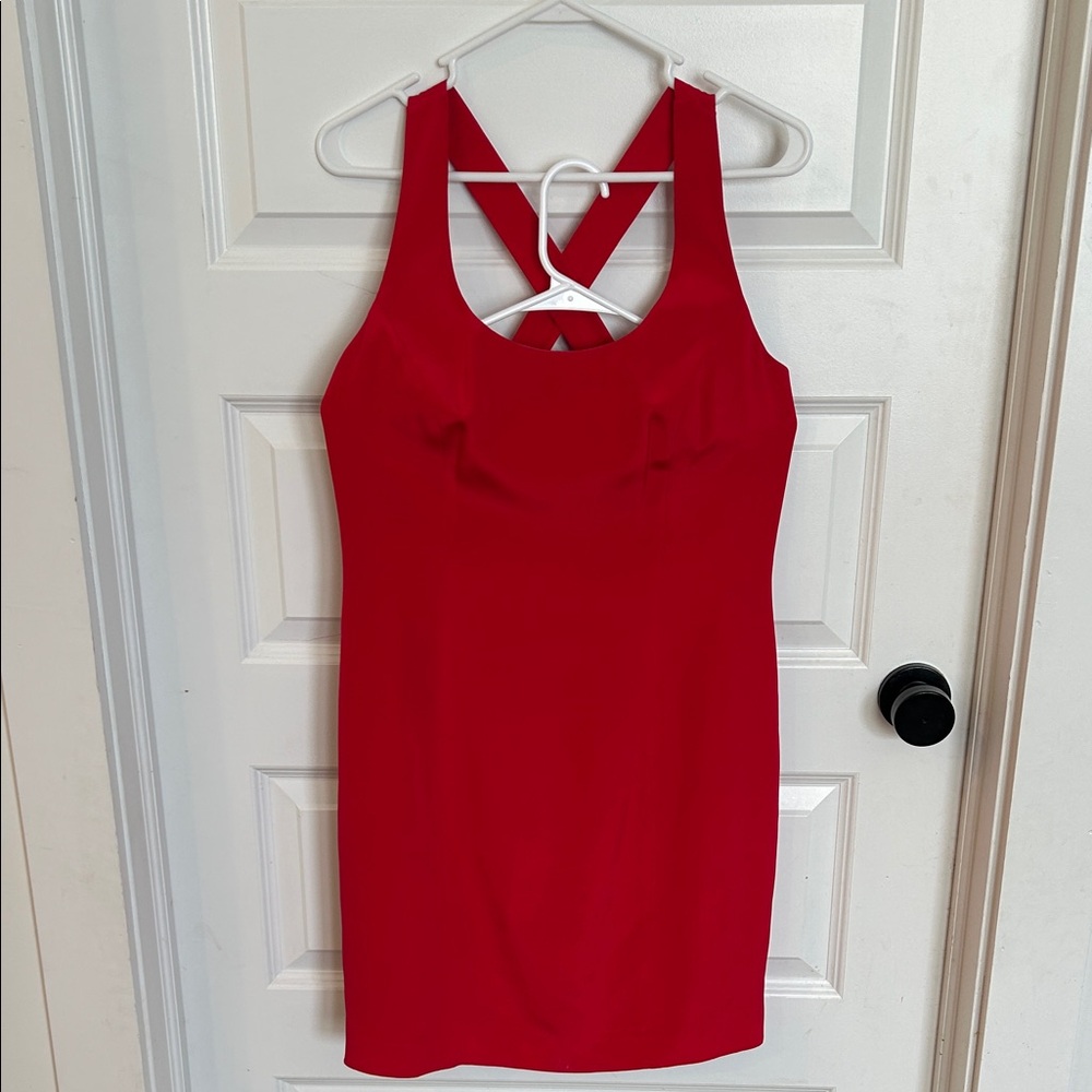 Ann Taylor Silk Vintage Red Cross-Back Dress